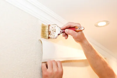 Pose de papier peint à Segré-en-Anjou Bleu — revêtements muraux et toiles de verre